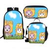 Backpack Fashion Polyester Student Schoolbag Oxford Cloth Cartoon Children'S Backpack Satchel Pencil Case Set