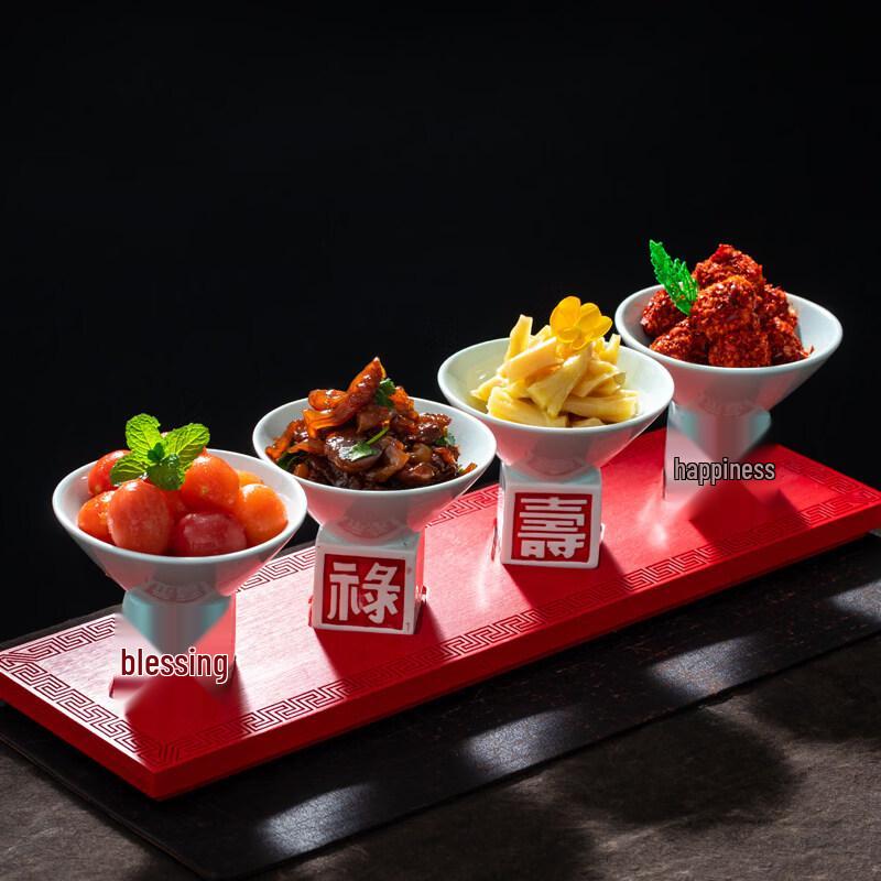New Chinese Style Auspicious Ceramic Serving Plate