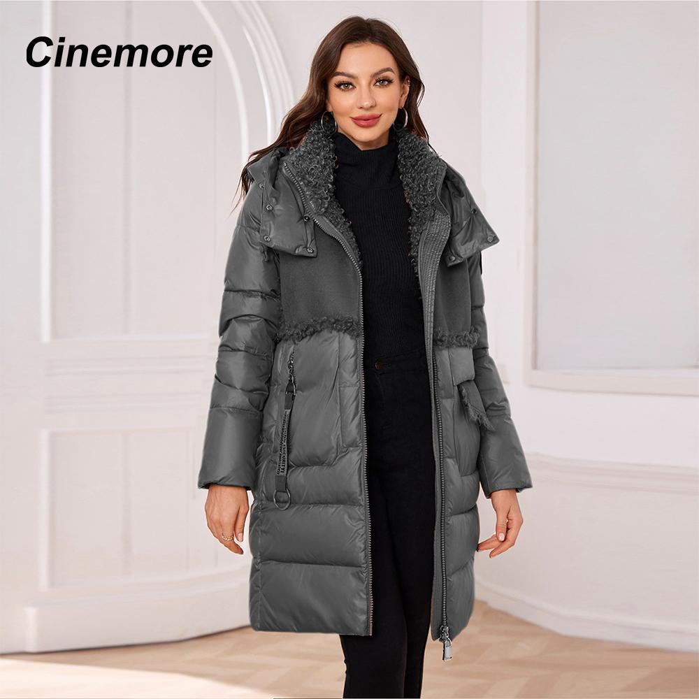 Cinemore Damenjacke Winter 2024 Warme lange Parkas mit Kapuze Oberbekleidung Damenbekleidung Mode Daunenjacke Damenmantel Unisex 1040