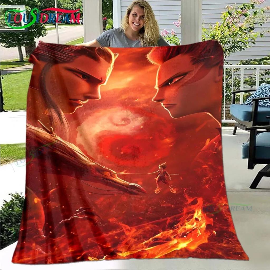 Famous Film Role Nezha Printed Soft Blanket Living Room Bedroom Sofa Bed Blanket Gift Portable Picnic Blanket Luxury Gift