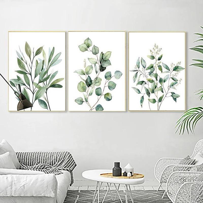 Nordic Sage Greenery Leaves Posters Scandinavian Eucalyptus Leaf Canvas Painting Minimalist Room Wall Art Home Decor Mural
