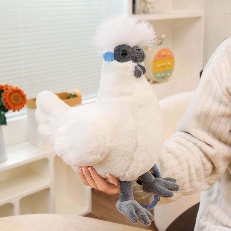 Gallo Cicciottello Gallina Pollo a Ossa Nere Animale Simulato Soffice Pollame Peluche Morbido Realistico Cuscino da Abbracciare