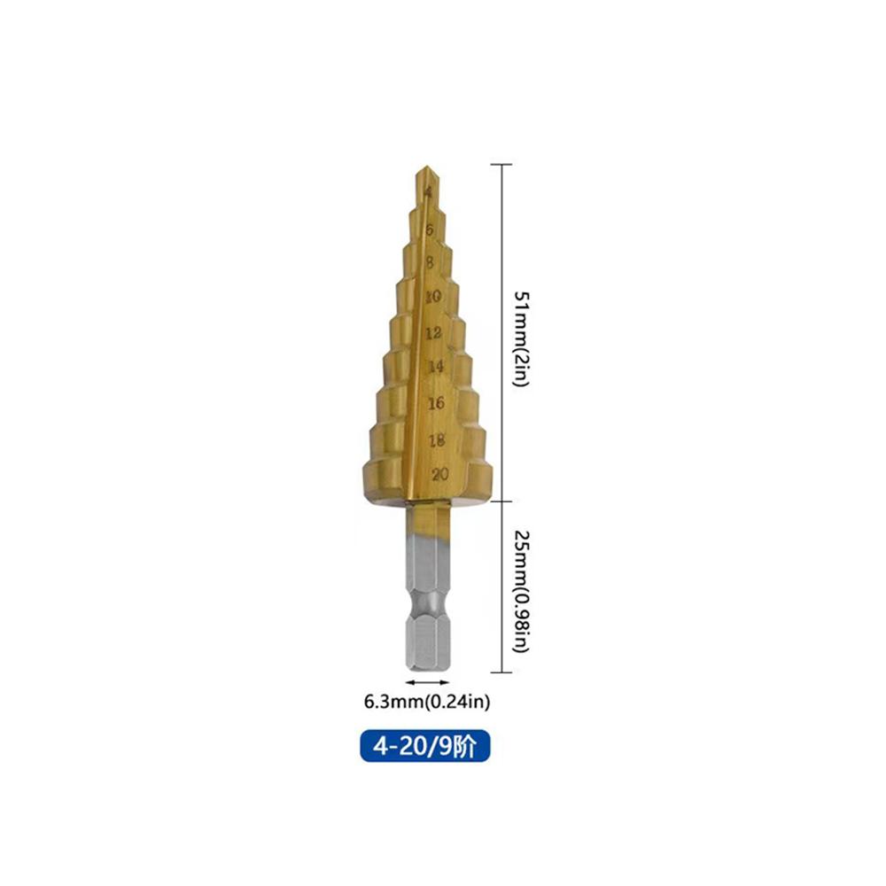 3-12 mm 4-12 mm 4-20 mm HSS Titanium Coated Step Drill Bit High Speed Steel Metal Wood Hole Cutter Cone Drilling Tool