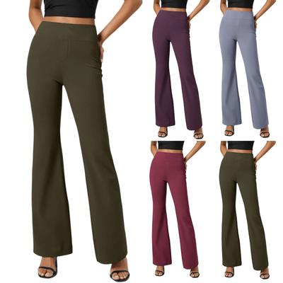 Damenmode, lässig, einfarbig, Yoga, Schlaghose, hohe Taille, Hüftlifting, weites Bein
