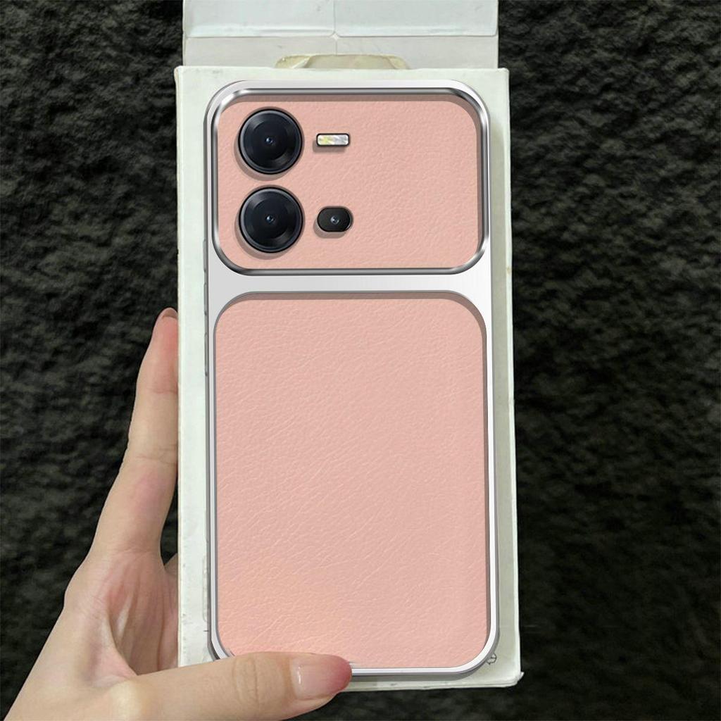 Premium Executive Leather Case for Vivo V25e V25 5G Large Window Lens Protector Cover