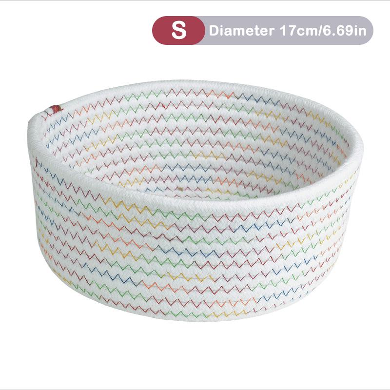Handmade Woven Cotton Rope Woven Storage Box Basket Desktop Organizer Sundries Toys Comestics Keys Snacks Sundries Organizer