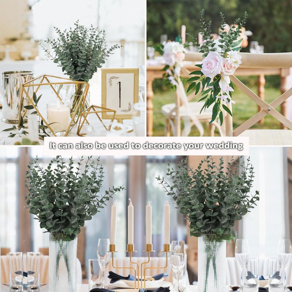 10/20pcs Artificial Plants Eucalyptus Leaves Fake Plants Vase Home Table Party Wedding Bridal Bouquet Decorations Outdoor Garden