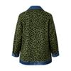 Women's Casual Real Denim Jacket with Leopard Print Patchwork Design for Daily Wear