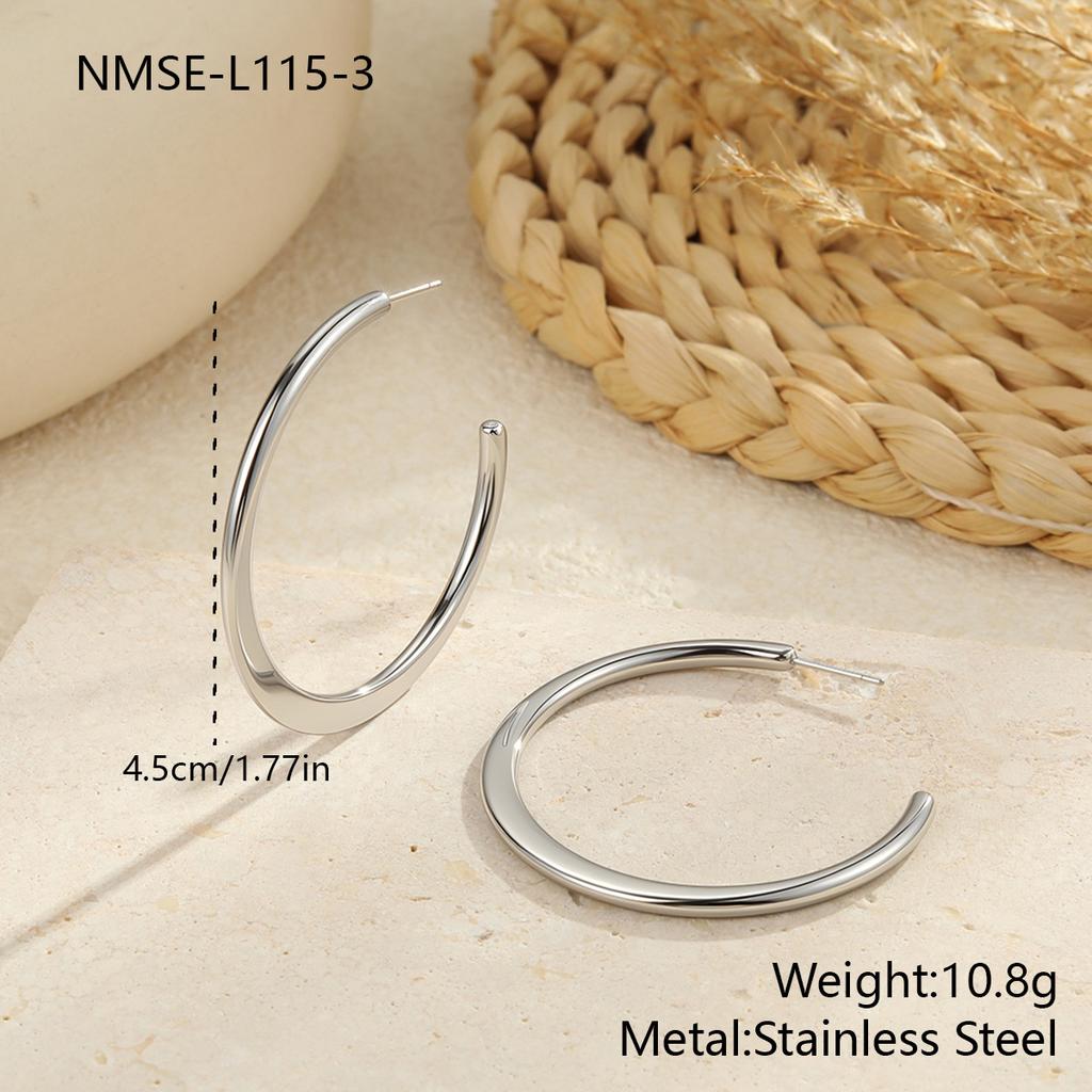 GEMCHIC Women's Classic Ins Large Hoop Earrings Stainless Steel 18K Gold Plated Polished Fashion Accessories