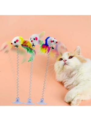 1pcs Simulation Mouse Feather Cat Toys Teaser Pet Accessories Interactive Toys For Cat Kitten Dogs Playing Have Fun Pet Supplies