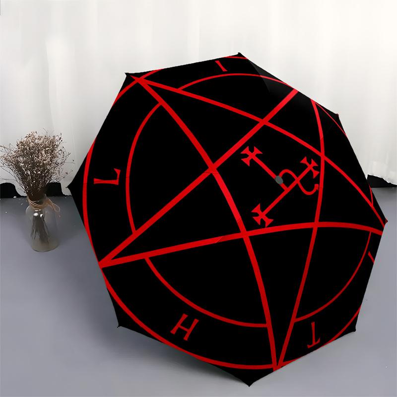 Dark Magic Pentagram Symbol StickerUmbrella, Portable 3-Fold Umbrella for Men & Women,Christmas Gift ES361