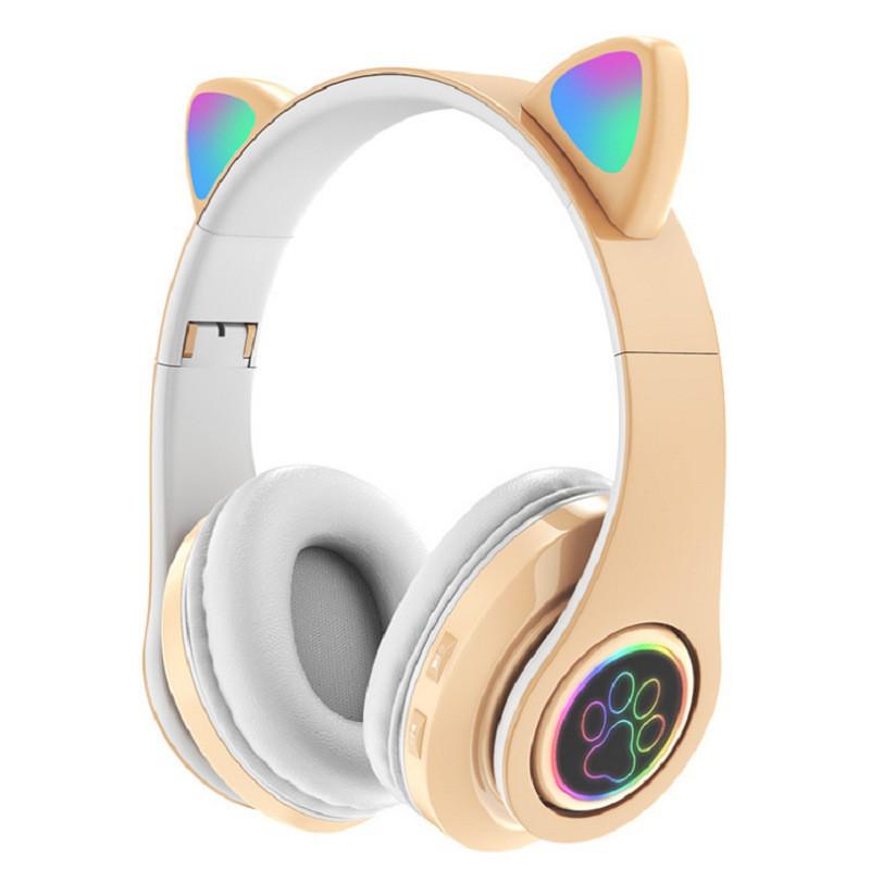 B39 Cat Ear Wireless Bluetooth Over-Ear Headphones: Luminous, Foldable, Heavy Bass, Gaming