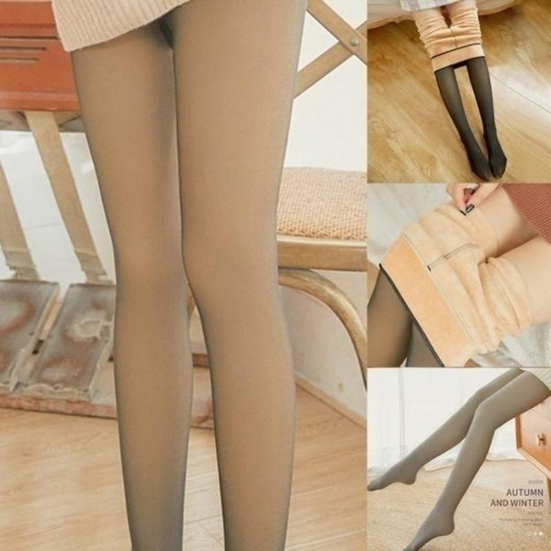 Women Winter Fashion Leggings Skin Toned Legs Fake Translucent Warm Pantyhose Legs Slim Wear High Waist Warm Tights