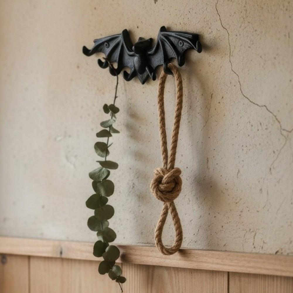 Clothes Hook Vintage Bat Key Hooks Rust-Proof Space-Saving Cast Iron Key Rack with 8 Hooks Towel Hanger Adults