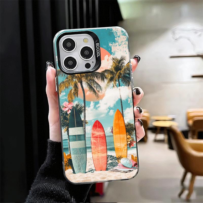 Surfboard Surfing Surf Summer Soft Phone Case for iPhone 15 16 17 Pro Max 17Air 16E 14 Plus 13 12 Mini Shockproof Cover Back She
