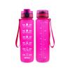 Tritan Frosted 1000ml Plastic Water Bottle with Time & Capacity Scale, Portable Handle