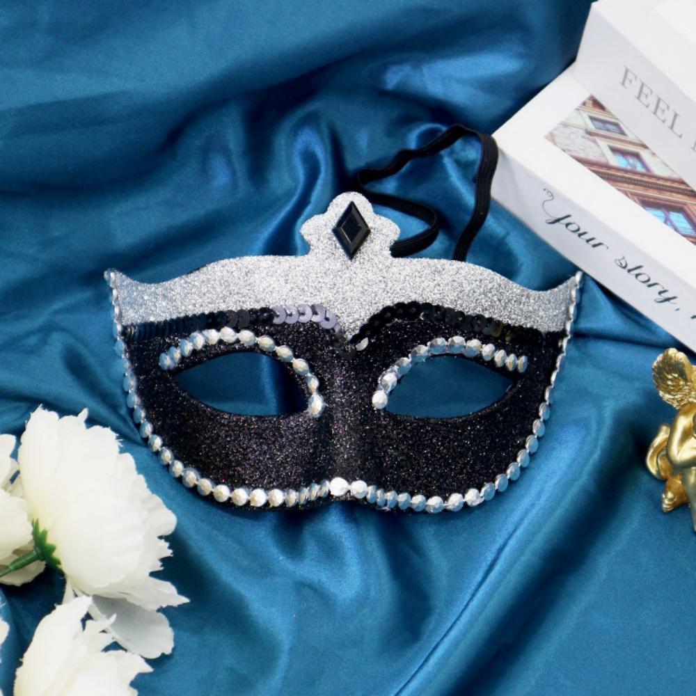 Маскарадная маска со стразами и блестками Хэллоуин Маскарадный бал Маска на пол-лица Женская Мужская Танцевальный костюм Маска для глаз Головной убор Реквизит Выпускной