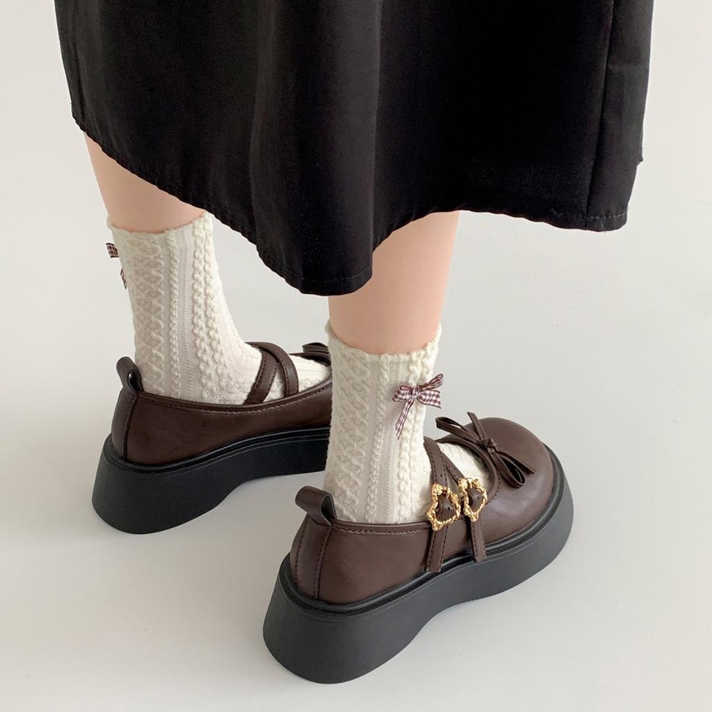 Black Retro High-end Platform Small Leather Shoes Women's 2025 New Summer French with Skirt Shallow Mouth Mary Jane Shoes