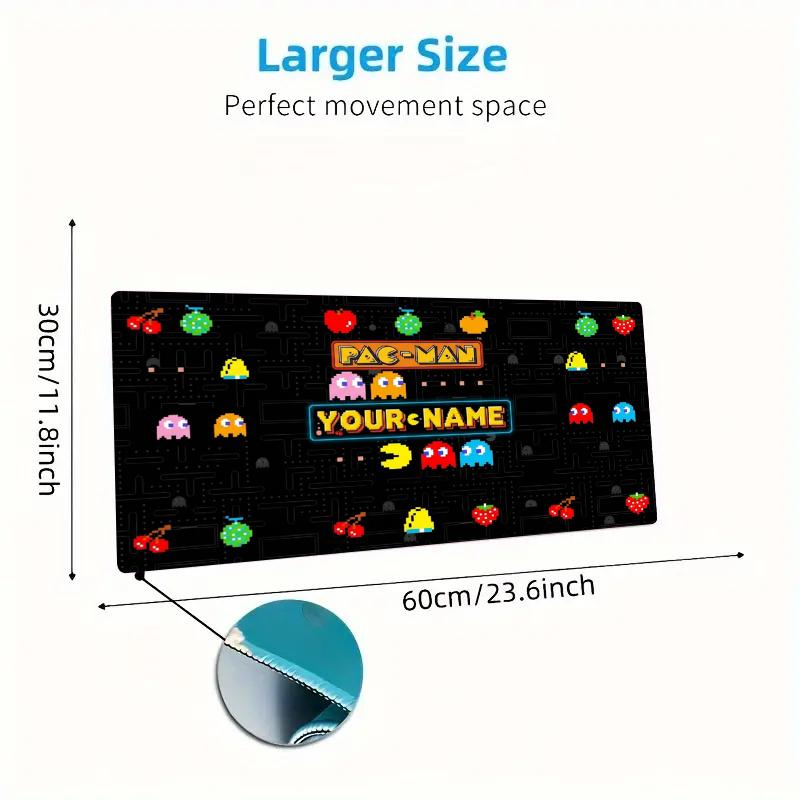Retro Pacman Custom Name Large Size Mouse Pad Gaming Table Cushion Nonslip Laptop Tablet Big XXL Mat Mini PC Playmat With Lock edge