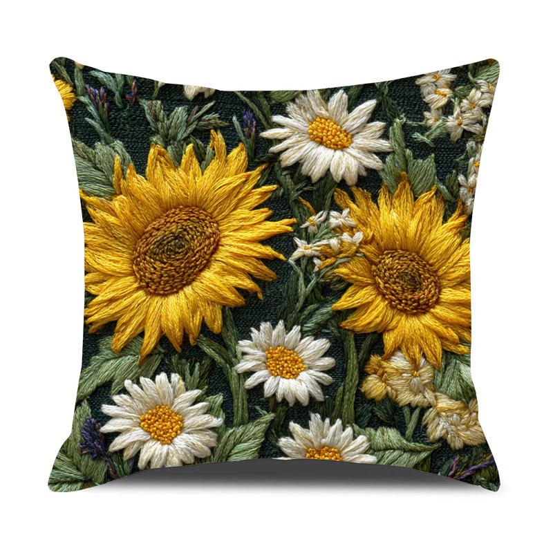 Sunflower Pillowcase Art Series Summer Sofa Pillowcase Bedroom Decoration Bedside Sunflower Pillow