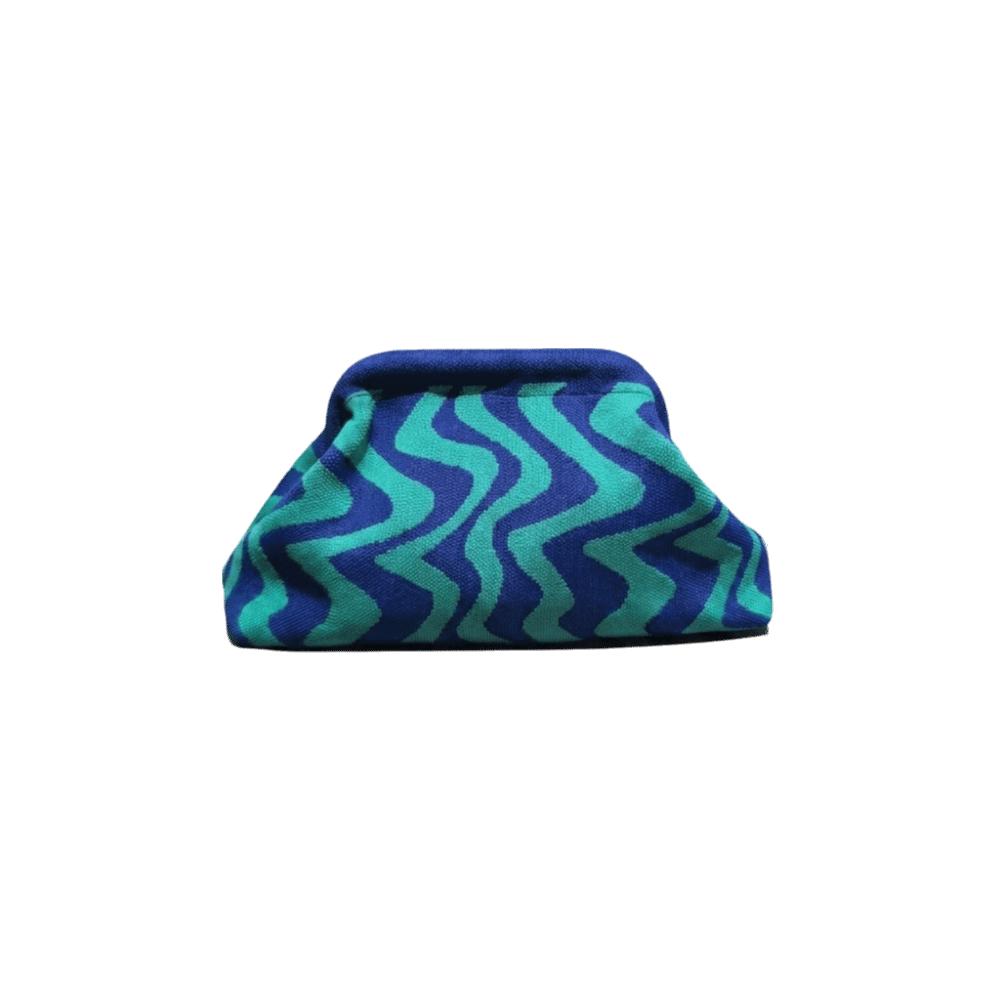 

Vintage Knitted Coin Purse Geometric Striped Large Capacity Evening Bag Polyester Wavy Pattern Hand-holding Dumpling Bag Beach