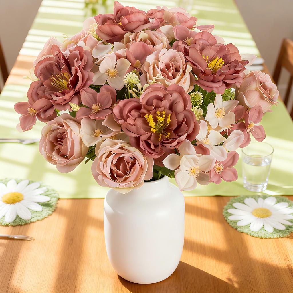 Artificial Flowers High Quality Silk Peony Hydrangea Festival Wedding Bridal Bouquet Home Room Table Vase Wreath Diy Gift Decora