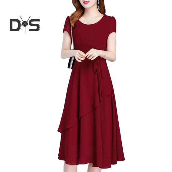 

Летнее женское платье А-силуэта в стиле пэчворк с короткими рукавами и круглым вырезом, со шнуровкой на талии, однотонное платье для свиданий, вечеринок, поездок на работу M вино красного