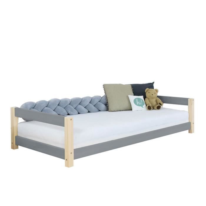 Lit enfant - GENERIQUE - KIDDY - Gris - Bois - 1 place - A lattes