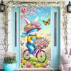 Spring Easter Door Cover 71x35 Inch Welcome Spring Door Banner Easter Bunny Door Decorative Colorful Flower Basket Rabbit Background for Spring