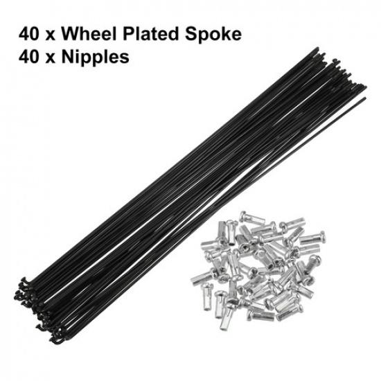 FOURTY Bicycle Steel Spokes 14G Bike Spoke 286mm Length with Nipples Universal