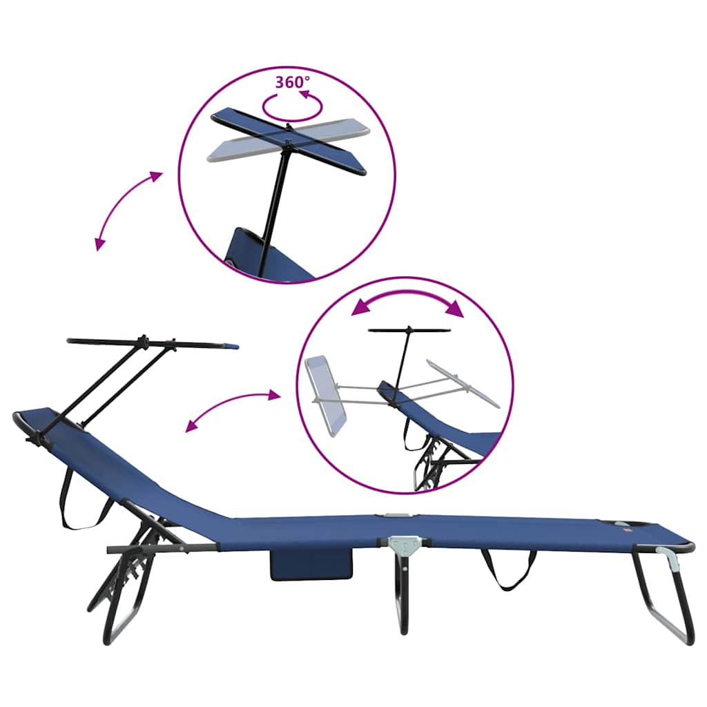 Folding Sun Lounger Blue 190 X 57 X 81 Cm Oxford Fabric