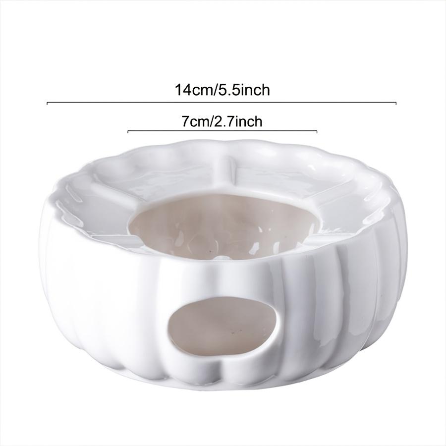 Ceramic Candle Warmer Teapot Base Heat-Resistant Ribbed Design Candle Holder, No Electricity Needed for Holiday Home Decor
