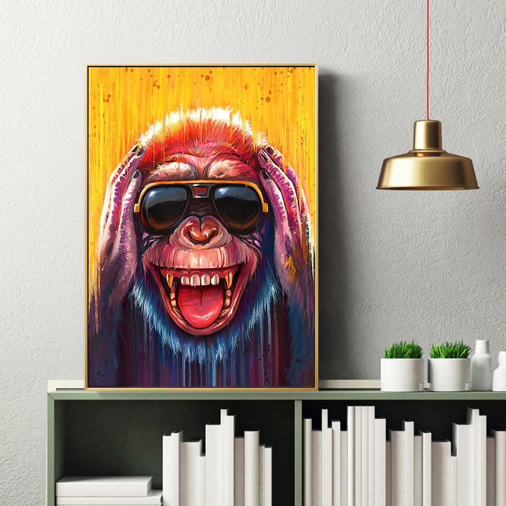 Three Funny Monkey Posters HD Prints Animal Canvas Painting Modern Wall Art Pictures for Kid's Living Room Home Decor No Frame