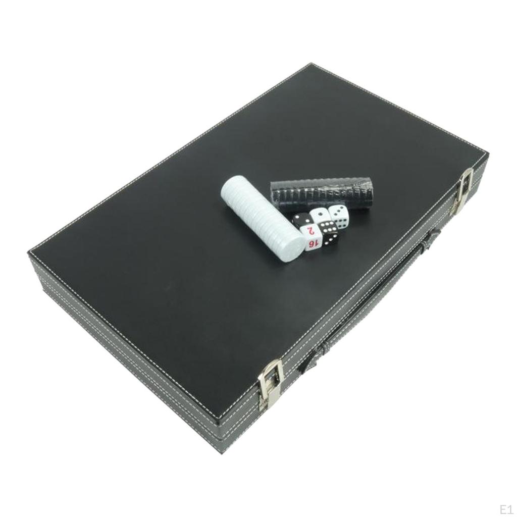 Premium Medium 15 Inch Folding Backgammon Set PU Leather Case Playing Pieces Gifts for Adults Kids