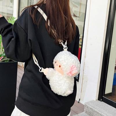 New Plush Children's Shoulder Messenger Bag Cartoon Cute Kitten Lying Doll Bag Going Out Versatile Accessories Bag