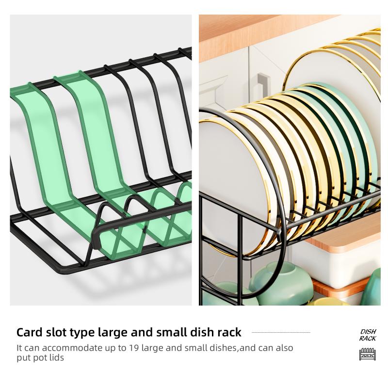 2 Tier Dish Drying Rack Drain Board Set Tableware Drainer Kitchen Countertop Storage Rack Cup Holder Knife and Fork Holder