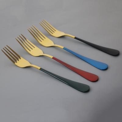 4 pezzi di forchette da cena Set forchetta in acciaio inossidabile Forchetta da frutta in oro Forchetta da dessert per torta Snack Forchetta da insalata Mini forchette da torta Festa