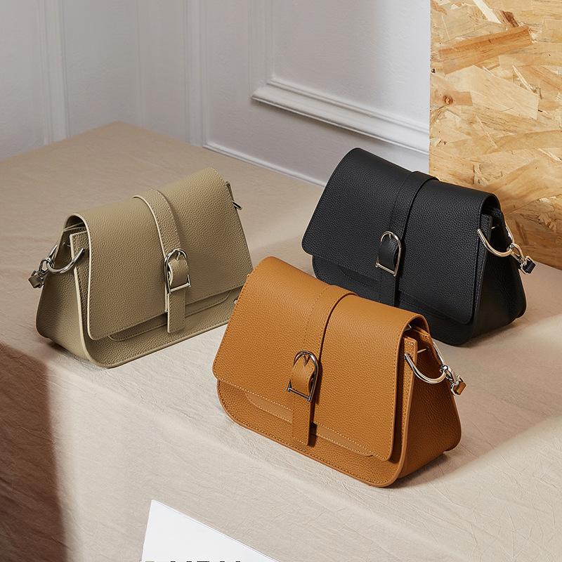 New Genuine Leather Women's Bag Mother Bag Women's Commuting Simple Handbag Crossbody Bag Saddle Bag