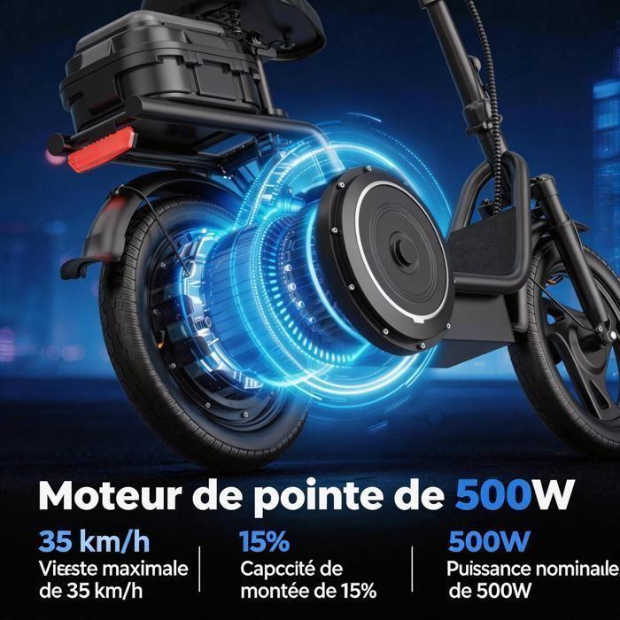 Elektroroller mit Sitz - 500W Motor - Maximale Reichweite 64km - Geschwindigkeit 35 km/h - 20,8 Ah - Zwei 14"-Räder