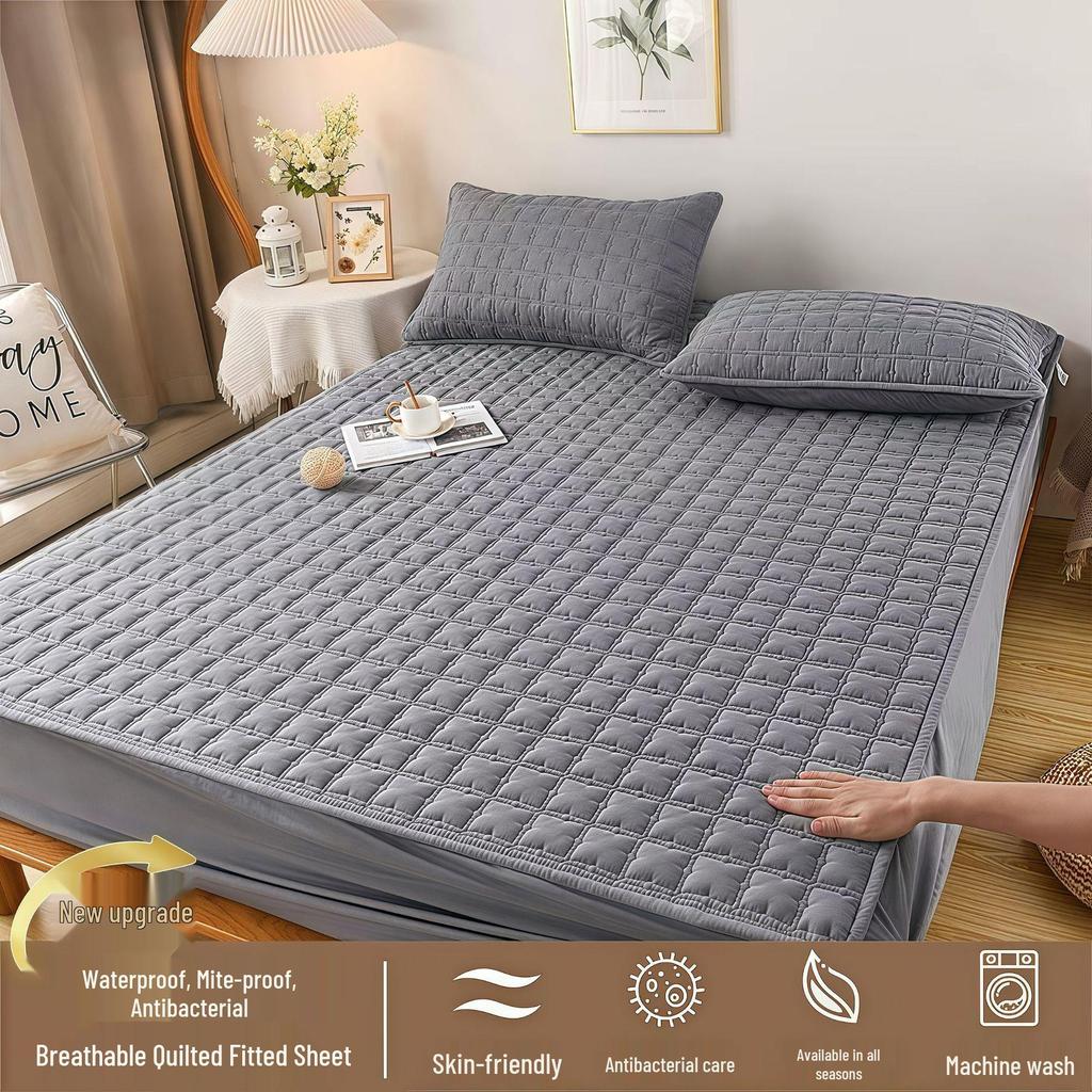 Wodoodporny Pikowany Ochraniacz na Materac Klasy A - Łóżko Podwójne, Oddychająca i Odporna na Wilgoć Narzuta