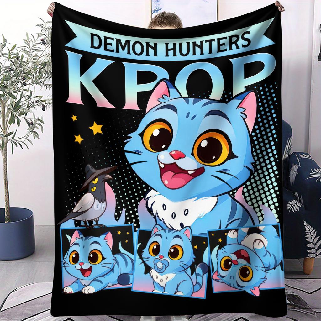 On The Go KPop Devil Hunter Blanket Small Cover Blanket Lightweight Foldable For Cars Offices Napping Bedrooms Sofa All Seasons