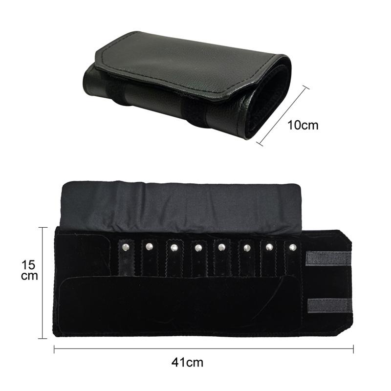 Black PU Leather Inner Black or Grey Velvet Jewelry Storage Bag MiNi Roll Bag Necklace Ring Earrings Pendant Storage Roll Bag