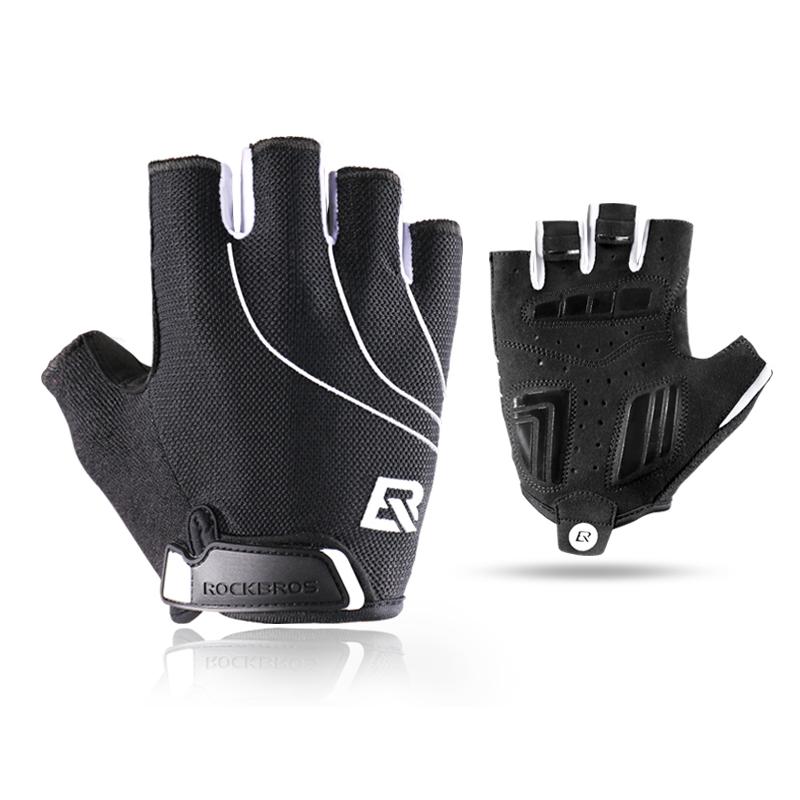 Guanti da Ciclismo Rockbros Bici Ammortizzanti Imbottiti in Schiuma Mezza Dita Corti Antiscivolo Traspiranti Mtb Dh Rode Bicicletta Guanti da Uomo