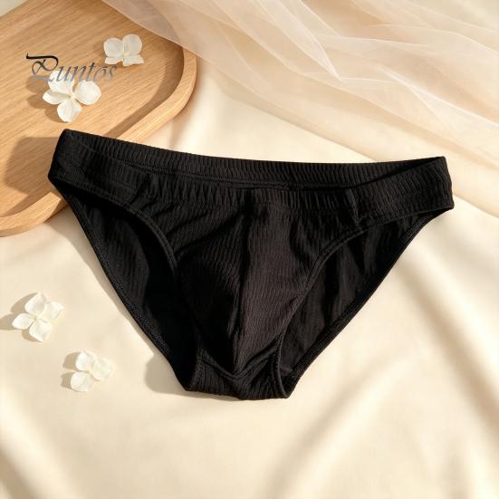 Moisture Management Underwear Men Cotton Briefs, Solid Color Breathable Underpants, Elastic Waistband, Everyday Essential Soft Wicking Briefs
