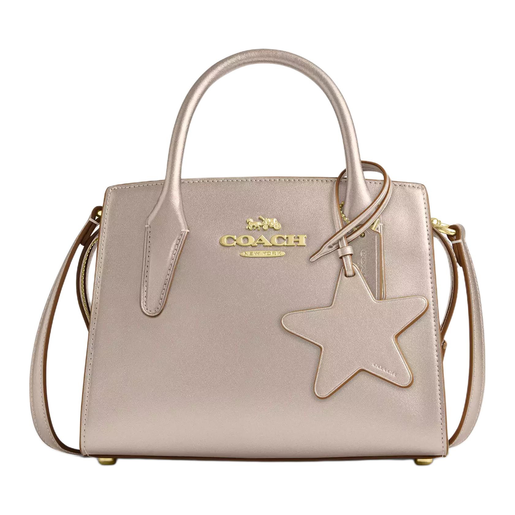 

Coach Andrea 22 Gold Logo Zip Closure Smooth Leather Shoulder Crossbody Handbag Small Women handbag Light-Champagne CW024-IMXCE Basic Set (Bag+Dust Bag)