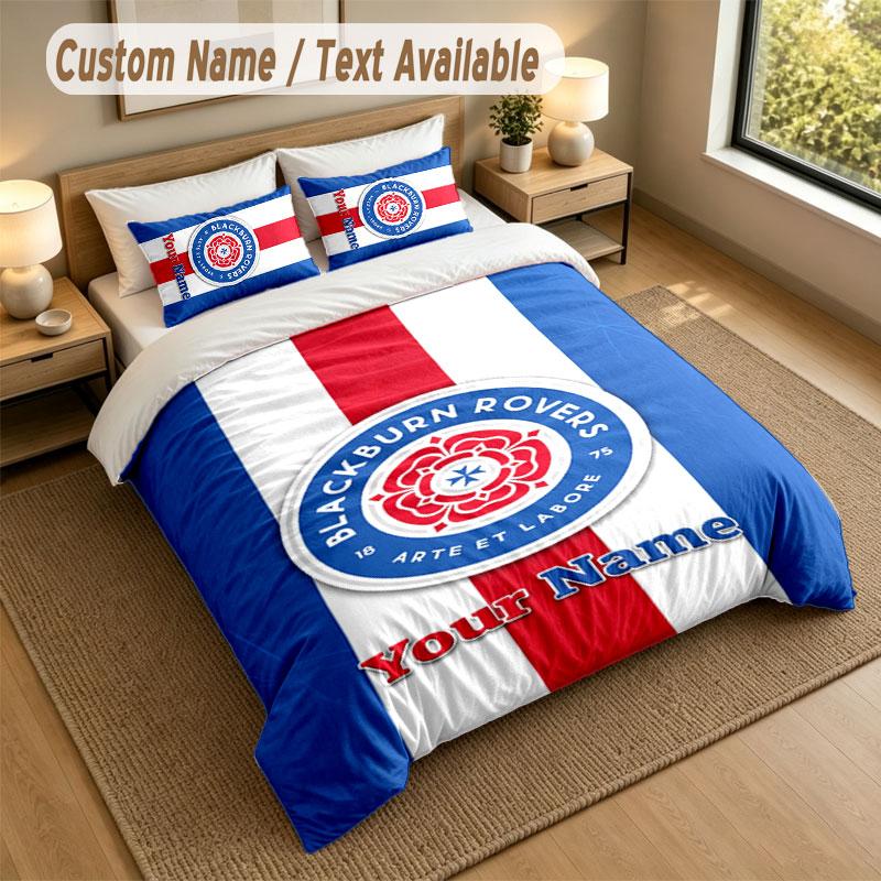 Bedding Set 1 Duvet Cover 2 Pillowcases Blackburn Rovers Football Print Soft Bed Linen Bedroom Decor