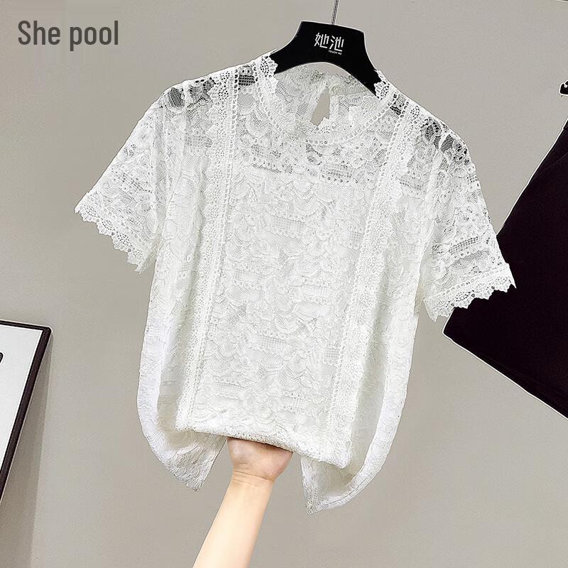 Shepool Блузка в французском стиле с кружевом, приталенная S