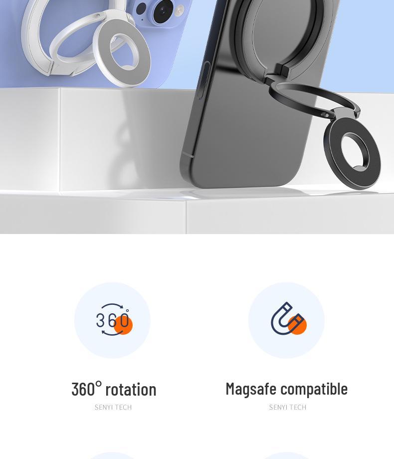 Magnetic Double-Sided Rotating Phone Stand & Finger Ring Holder