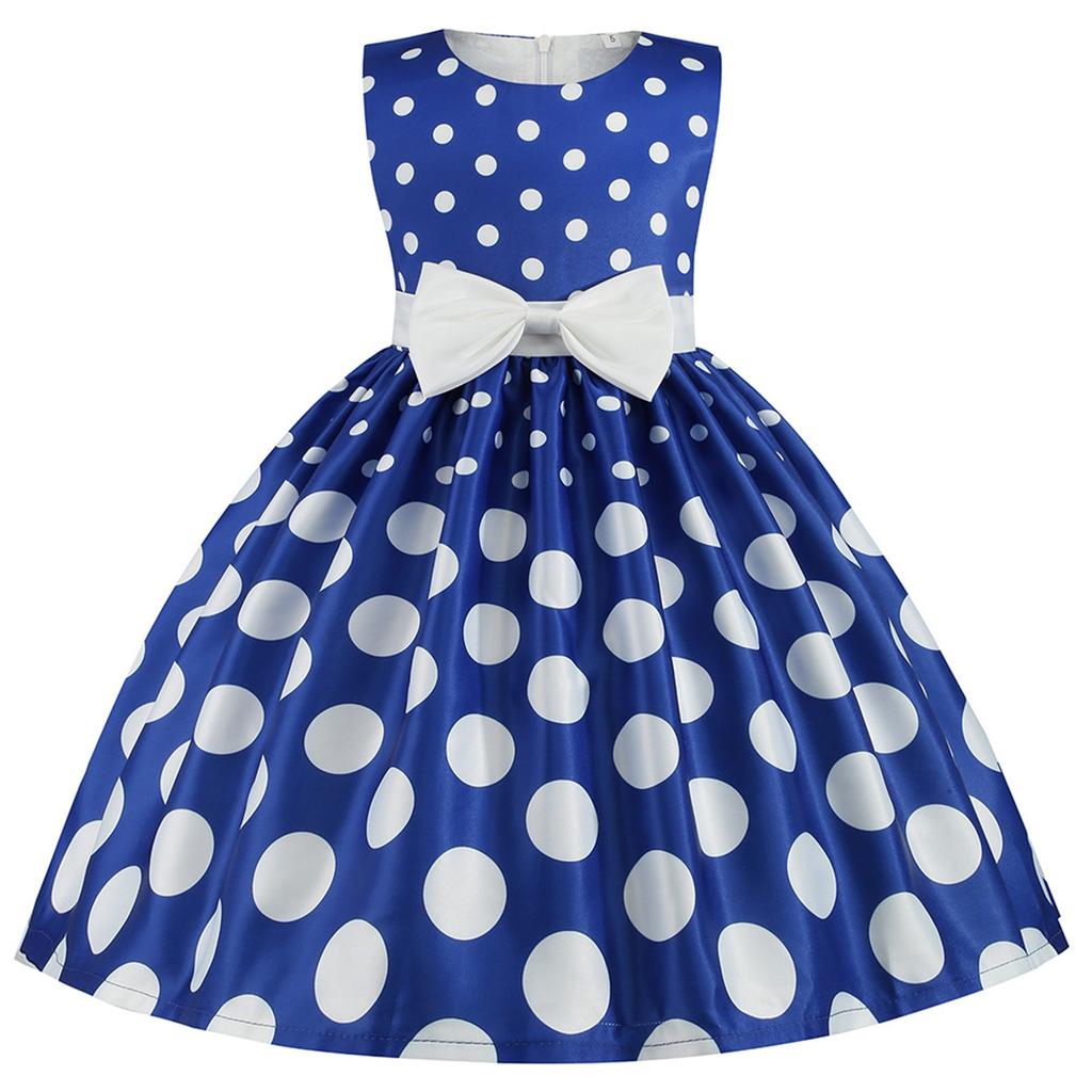 Children's Princess Dress Retro Polka Dot Print Dress Festival Host Children's Dress