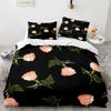 Red Flower King Queen Duvet Cover Pink Rose Bedding Set Dahlias Quilt Cover Floral Leaves White 2/3pcs Polyester Comforter Cover